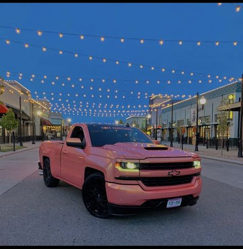 Pink Tacoma Truck, Pink Chevy Silverado, Pink Ford F150, Pink Gmc Truck, Chevy Lowrider Trucks, Trucks Takuache, Lowered Trucks Chevy, Cuh Trucks, Trucks For Women