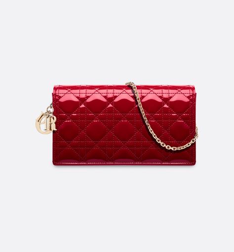 Lady Dior Pouch Cherry Red Patent Cannage Calfskin | DIOR Lady Dior Pouch, Dior Pouch, Aries Bracelet, Dior Clutch, Christian Dior Fashion, Bag Women Fashion, Christian Dior Couture, Clutch Bags, The Lady