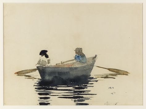 Rowboat Painting, John Singer Sargent Watercolors, Name Drawings, Boat Drawing, Winslow Homer, Smithsonian Institution, Oil Painters, Row Boat, Two Girls