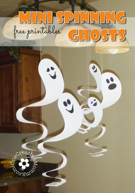 20 ghost crafts and recipes that are perfect for Halloween! A great roundup of crafts for all ages, meals, and desserts that will leave you feeling spooky! Ghost Crafts Preschool, Halloweenpyssel Barn, Halloween Ghost Craft, Printable Halloween Decorations, Minecraft Decoration, Bricolage Halloween, Ghost Crafts, Ghost Diy, Halloween Arts And Crafts