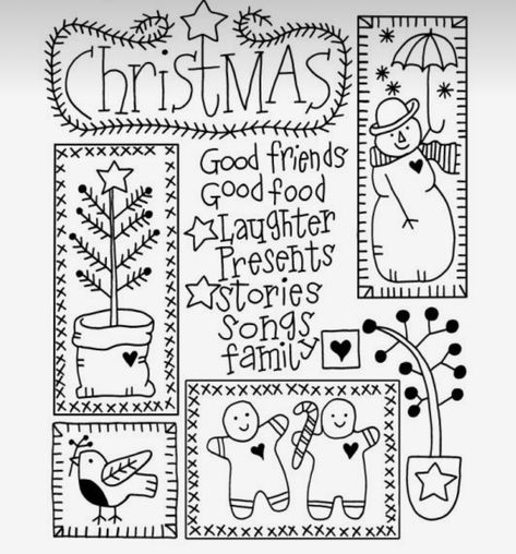 Free Christmas Embroidery Patterns, Christmas Sampler, Red Brolly, Redwork Patterns, Primitive Stitchery, Christmas Embroidery Patterns, Illustration Noel, Cross Stitch Christmas, Stitch Work