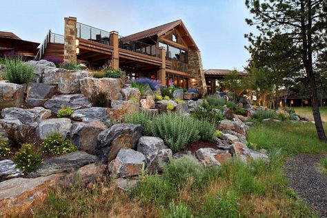 Mountain Modern | Lifescape Colorado Colorado Landscaping, Boulder Garden, Low Maintenance Landscaping Front Yard, Low Water Gardening, Landscaping With Boulders, Rustic Exterior, Rustic Luxe, Low Maintenance Landscaping, Colorado Homes