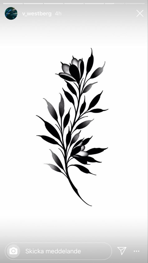 Black Foliage Tattoo, Negative Space Leaves Tattoo, Floral Silhouette Tattoo, Mens Leaf Tattoo, Leafy Flower Tattoo, Blackwork Floral Tattoo Design, Negative Flower Tattoo, Black Botanical Tattoo, Nightshade Flower Tattoo