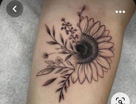 Sunflower Knee Tattoo, Sunflower Wrap Around Tattoo, Half Sunflower Tattoo, Tattoo Bicep, Cover Up Tattoos For Women, Sister Tat, Arm Sleeve Tattoos For Women, Unique Butterfly Tattoos, Z Tattoo