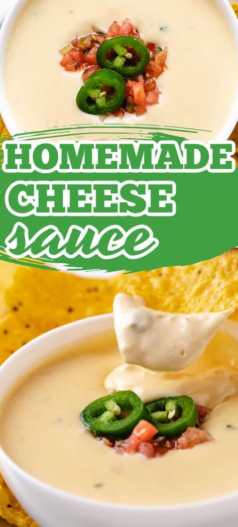 Our Homemade Cheese Sauce is the best ever! Made with shredded cheese, onions, garlic, spices, and a touch of jalapeno it's perfect for French fries, nachos, mac and cheese, or just as a dip. Jalapeno Nacho Cheese Sauce, Pepperjack Cheese Sauce, Jalapeño Cheese Sauce, Jalapeno Cheese Sauce, Home Made Nacho Cheese, Cheese Sauce For Nachos, Best Cheese Sauce, Mexican Cheese Sauce, Fries Nachos