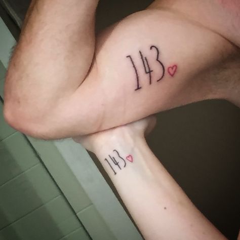 143 Tattoo Ideas Fonts, Tattoos For Him About Her, Simple Couple Tattoo, 143 Tattoo Ideas, Simple Couple Tattoos, 143 Tattoo, Anniversary Tattoo Ideas, Boyfriend Tattoo Ideas, Sc Tattoo