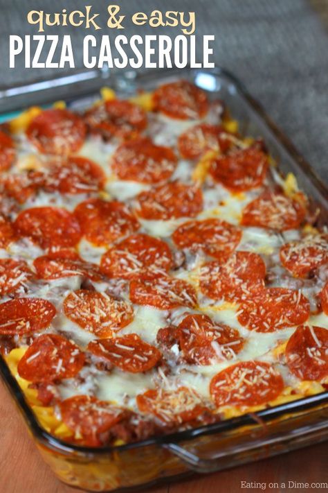 Easy Pizza Casserole, Easy Casserole Recipe, Resep Makanan Beku, Pizza Pasta Casserole, Pizza Casserole Recipe, Pasta Casserole Recipes, Eating On A Dime, Resep Pasta, Easy Freezer Meals