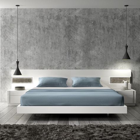 modern bedroom furniture Rustic Master, Lux Decor, Tv Lounge, Concrete Walls, Bed Design Modern, Low Bed, Master Room, Dekorasi Kamar Tidur, Physical Environment