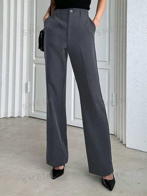 Grey Flare Pants Outfit, Pantsuits For Women, Flare Leg Pants, Straight Trousers, Women Pants, Women Pants Casual, Family Outfits, Drop Waist, Pants Outfit