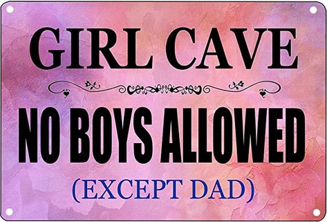 Cool Teenage Girl Rooms, Funny Bedroom, Tin Sign Wall Decor, Man Cave Accessories, Girl Cave, No Boys Allowed, Bedroom Door Signs, Bedroom Signs, Sign Wall Decor