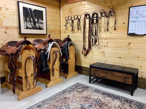 Beautiful Tack Room, Tack Room Lockers, Saddle Room, Horse Organization, Luxury Horse Barns, Custom Horse Stalls, Tack Locker, Horse Tack Rooms, Horse Farm Ideas