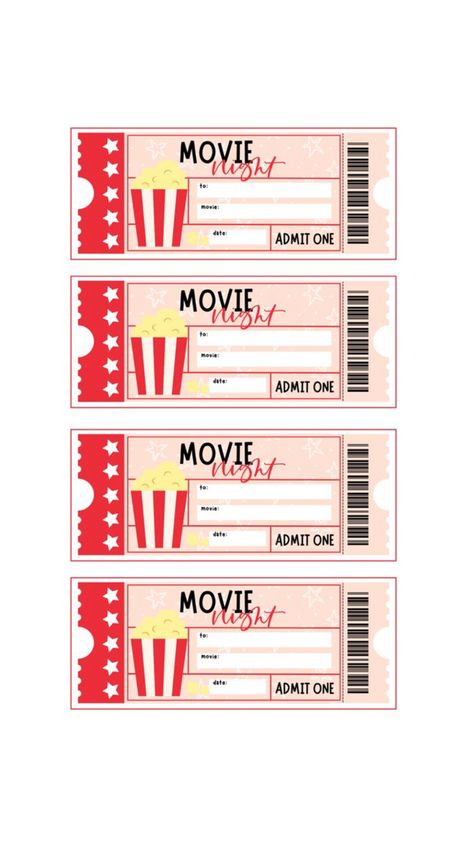 Movie Night Birthday Party Invitations Free Printables, Ticket Drawing Ideas, Cinema Ticket Printable, Movie Tickets Printable, Paper Crafts Free Printable, Fake Signature, Diy Movie Tickets, Movie Theater Tickets, Movie Night Printables