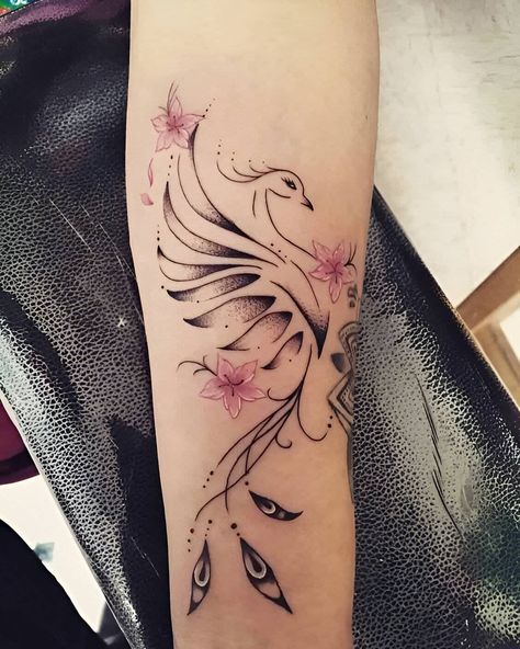 Pheonix Tattoo Shoulder Women, Pink Phoenix Tattoo, Rising Phoenix Tattoo Feminine Shoulder, Pheonix Feather Tattoos, Above Elbow Tattoo Inner, Tattoo Phoenix Femme, Special Tattoo Ideas, Ave Fenix Tattoo, Feniks Tattoo