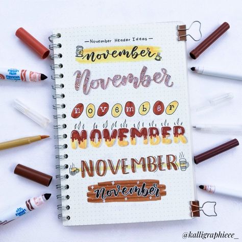 November Header, Life Organization Printables, Header Ideas, Coffee Theme, Bullet Journal Design Ideas, Creative Lettering, Organization Printables, Cute Easy Drawings, Reading Journal