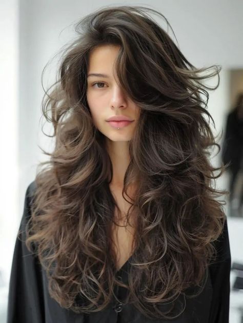 Long Layered Curly Haircuts, Long Wavy Haircuts, Haircuts For Long Hair With Layers, Wavy Haircuts, Haircuts For Wavy Hair, Long Layered Haircuts, Haircuts For Curly Hair, Brown Wig, Haircut For Thick Hair