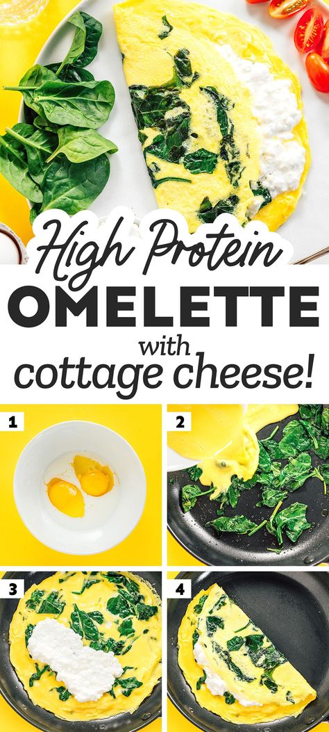 These protein-packed Cottage Cheese Omelettes are a fun and easy twist on the classic egg omelette. They're a healthy breakfast that keeps you full and energized all morning! Cottage Cheese Omelette, Breakfast That Keeps You Full, Protein Cottage Cheese, Healthy Omelette, Weekend Brunch Recipes, Egg Omelette, Cheese Omelette, Healthy Brunch Recipes, Healthy Brunch