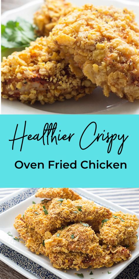 Healthy Chicken Fried Chicken, Low Cal Fried Chicken, Low Calorie Fried Chicken, Oven Baked Fried Chicken Breast, Healthy Oven Fried Chicken, Low Fat Chicken Breast Recipes, Baked Fried Chicken Breast, Healthy Fried Chicken Recipes, Baked Fried Chicken Recipe