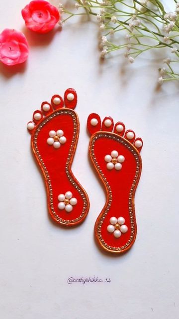 Craft For Navratri, Navratri Activity For Preschool, Navratri Craft Ideas, Diwali Activities For Preschool, Navratri Craft, Laxmi Art, Navratri Diy, Apsara Aali, Laxmi Charan