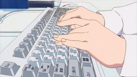 Studying Gif, Typing Keyboard, Read Anime, Cute Pink Background, Banner Gif, Blue Anime, Anime Gifts, Photo Wall Collage, Character Design Animation