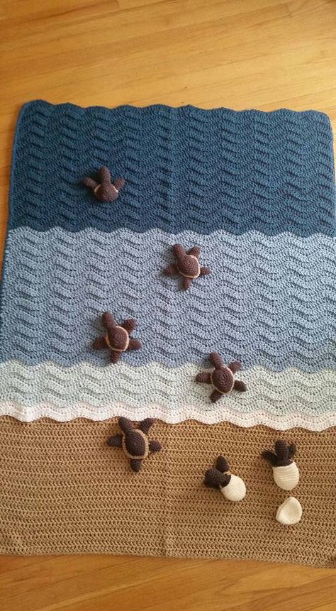 Hatching sea turtles crochet blanket Turtle Crochet Blanket, Turtles Crochet, Crochet Turtles, Turtle Blanket, Crochet Turtle Pattern, Turtle Crochet, Aesthetic Patterns, Crochet Aesthetic, Crochet Turtle