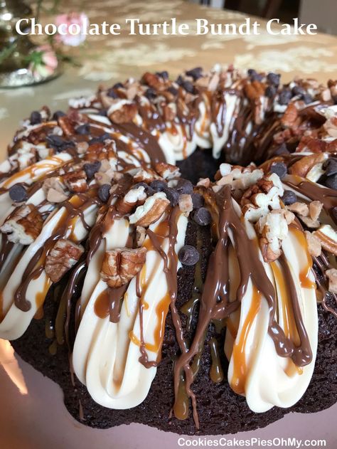 Easy Homemade Chocolate Turtle Cake Recipe, Deviled Food Cake Recipe, Valentine Cake Recipe, Toppings For Chocolate Cake, Chocolate Cake Mix Bundt Cake Recipes, Bundt Cake Flavor Ideas, Fancy Bundt Cake Recipes, Valentine Bundt Cake Recipes, Chocolate Bundt Cake With Pudding