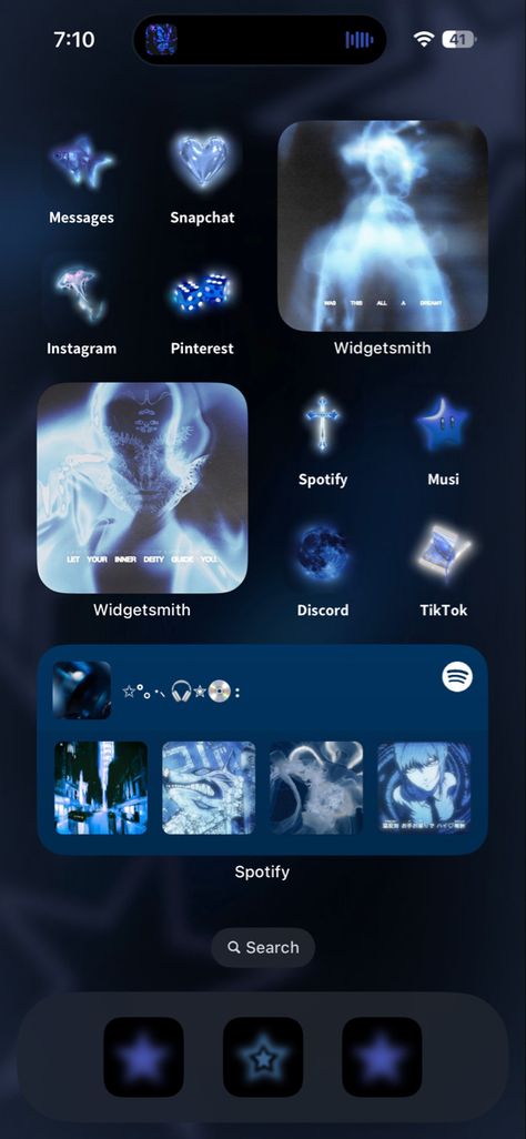 Cool Iphone Theme, Dark Blue Cybercore Wallpaper, Phone Layout Ideas Dark Blue, Dark Blue Lockscreen Iphone, Blue Cybercore Wallpaper Iphone, Black And Blue Iphone Layout, Iphone Theme Y2k, Dark Blue Theme Phone, Cybercore Homescreen Layout