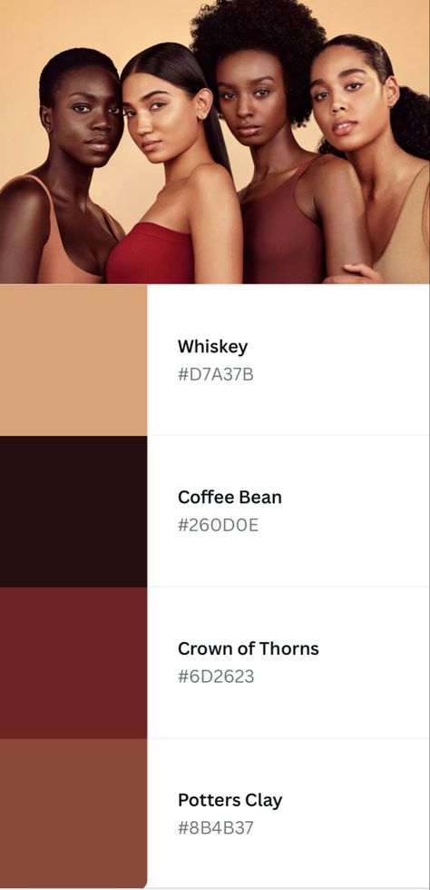 Color Palette For Brown Skin, Shades Of Melanin Party Decor, Melanin Color Palette, Color Palette For Skin Tone, Melanin Skin, Skin Color Palette, Olive Skin, Brown Skin, Skin Color