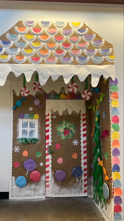 Classroom door decorating contest. Gingerbread house! Gingerbread Garage Door, Gingerbread Man Door Classroom, Ginger Bread Door Decorations, Gingerbread Christmas Bulletin Board, Ginger Bread House Classroom Door, Gingerbread House Classroom Decorations, Gingerbread Door Decorating Contest, Gingerbread House Decorations Classroom, Gingerbread Door Decor