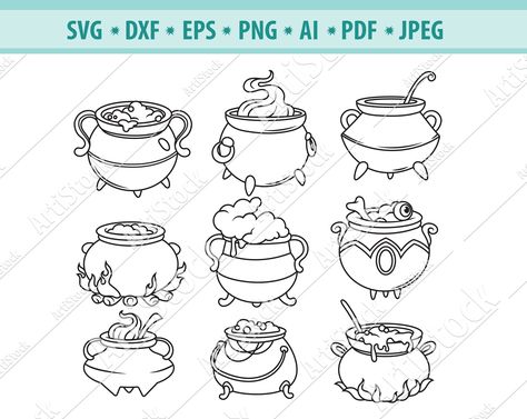 How To Draw A Witches Cauldron, Witches Caldron Drawings, Witch And Cauldron Drawing, Cute Cauldron Drawing, Halloween Cauldron Drawing, Witches Cauldron Drawing, Bubbling Cauldron Drawing, Caldron Drawings, Cauldron Tattoos