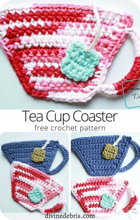 Tea Cup Crochet, Free Crochet Coaster Patterns, Crochet Coaster Patterns, Crochet Tea Cup, Cup Crochet, Crochet Cup Coaster, Coaster Patterns, Crochet Coasters Free Pattern, Coaster Pattern