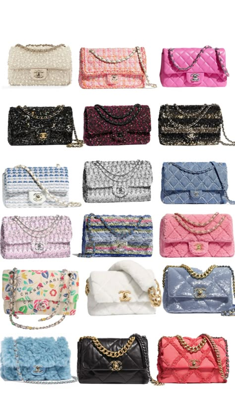 chanel bags💗💗💗 Chanel Bag Types, Fame Clothes, Chanel Classic Flap Bag, Girly Bags, What In My Bag, Chanel Purse, Stockholm Fashion, Pretty Bags, Leather Clutch Bags