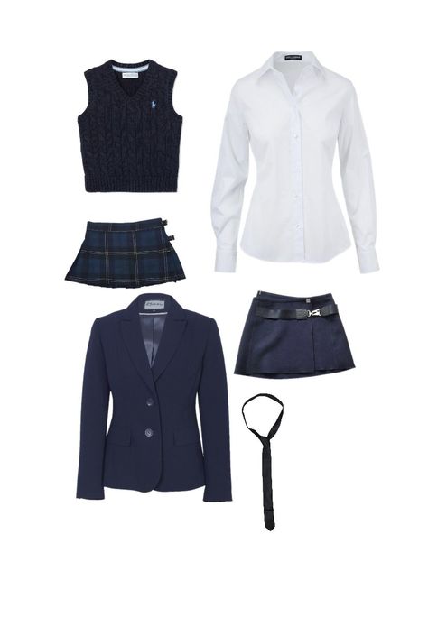 Preppy School Outfits Uniform, Boarding School Uniforms Aesthetic, Blue School Uniform Aesthetic, Uniform School Aesthetic, Boarding School Aesthetic Uniform, Rich School Uniform, Gossip Girl Uniform, Private School Uniform Outfits, Boarding School Uniforms