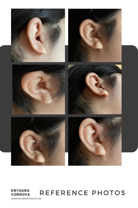 Ears Angles Reference, Side Angle Body Reference, Ear From Different Angles, Ears Reference Photography Angles, Ears From Different Angles, Ear Angles, Half Side Profile, Ear Reference Photo, Ear Drawing Reference