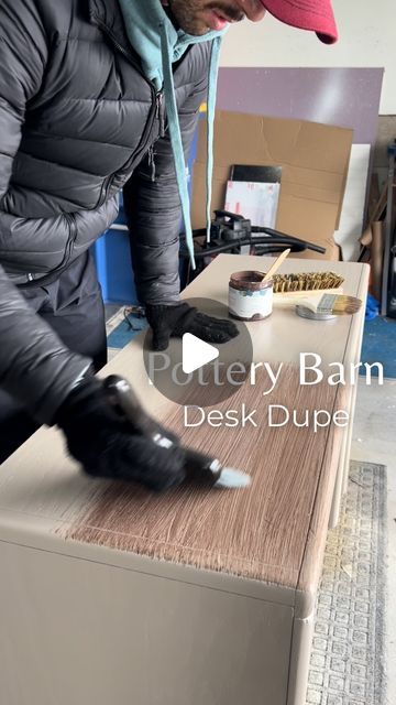 317K views · 15K likes | Connor Sweeney | Furniture Flipper on Instagram: "Get the pottery barn style without paying the pottery barn prices 💸  Take a look at how I was able to create this $1,500 pottery barn desk dupe with just some spray paint, glaze, and a couple of items laying around the house 🏠   A big thank you to @shellychicboutique for the inspiration to try this technique out ‼️  Let me know down below if you think this piece can pass as a pottery barn item 🤭  See you all in the next one ❣️ • • • • • • • #furnitureflip #furnituremakeover #paintedfurniture #upcycledfurniture #furniture #furniturerestoration #upcycle #furnitureartist #homedecor #furnituredesign #diy #refinishedfurniture #vintagefurniture #vintage #chalkpaint #interiordesign #chalkpaintedfurniture #beforeandafter Pottery Barn Furniture Finish, Pottery Barn Duplicate Diy, Upcycled Desk Ideas, Pottery Barn Wood Finish Diy, Pottery Barn Diy Furniture, Pottery Barn Painting Techniques, Pottery Barn Seadrift Finish Diy, Pottery Barn Stain Diy, Pottery Barn Finish Diy