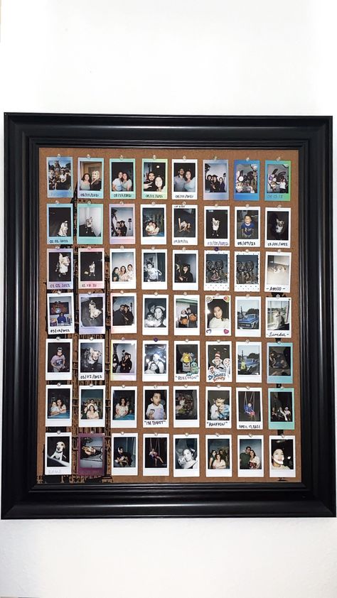 Picture Boards Ideas, Cork Board Photo Wall, Polaroid Pin Board, Cork Board Polaroid Ideas, Picture Pin Board, Polaroid Cork Board, Push Pin Board Ideas, Photo Pin Board, Bulletin Board Ideas For Home