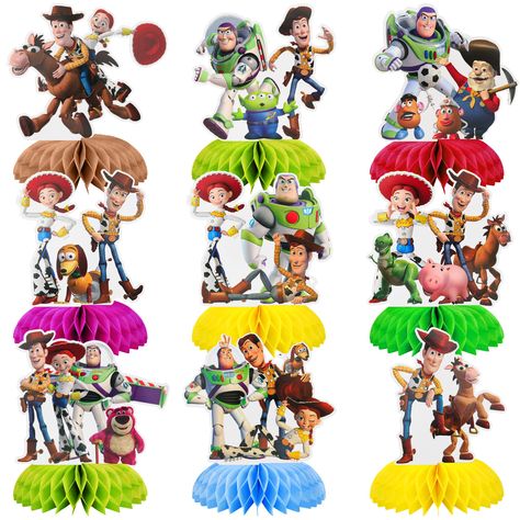 Anime Birthday Party, Toy Story Centerpieces, Kids Party Centerpieces, Honeycomb Table, Honeycomb Centerpiece, Centerpiece For Table, Anime Birthday, Toy Story Party Decorations, Toy Story Baby