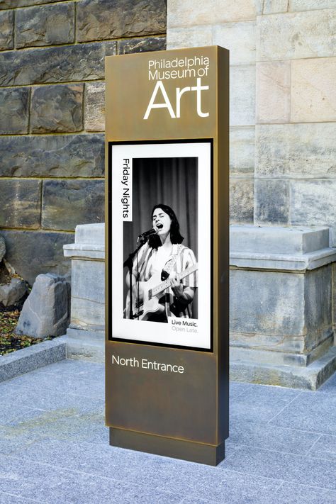 Digital Kiosk, Museum Identity, Totem Design, Pylon Sign, Wayfinding Signage Design, Store Concept, Wall Signage, Wayfinding Design, Philadelphia Museums