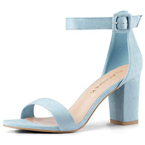 Ankle Strap Chunky Heels, Back To School Shoes, Ankle Sandals, Back To College, Womens Chunky Heels, Chunky High Heels, Block Heel Shoes, Blue Heels, Chunky Heels Sandals