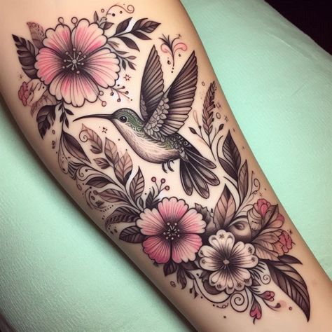 15 Delicate and Vibrant Hummingbird Tattoo Ideas to Spread Joy and Happiness 1 Beautiful Hummingbird Tattoo, Hummingbird Lily Tattoo, Hummingbird With Lily Tattoo, Morning Glory With Hummingbird Tattoo, Hummingbird And Cardinal Tattoo, Hummingbird Tattoo Color, Humming Bird Tattoo For Women, Hummingbird And Butterfly Tattoo, Neotraditional Flowers