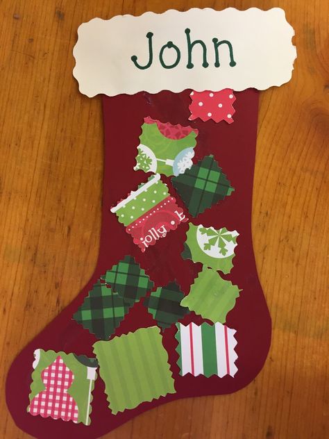 Christmas Artwork For Preschool, Christmas Stocking Preschool Crafts, Stocking Art Preschool, Stockings Craft Preschool, Christmas Stocking Crafts For Toddlers, Stocking Crafts For Preschool, Preschool Christmas Stocking Craft, Stocking Preschool Craft, Stocking Art Project For Kids