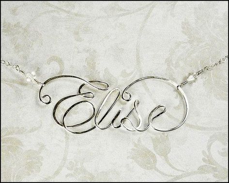 Wire Lettering, Wire Writing, Silver Calligraphy, Wire Letters, Wire Name, Bijoux Fil Aluminium, Wire Necklace, Work Jewelry, Wire Crafts