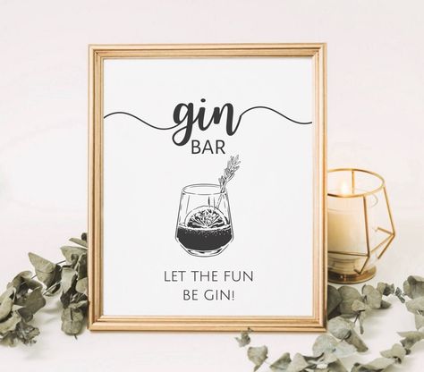 Gin Tonic Decoration, Gin Party Ideas Decor, Gin Sign, Gin Bar Sign, Gin Party, Cocktail Bar Sign, Bar Wedding Reception, 2024 Printable, 40th Birthday Party Decorations