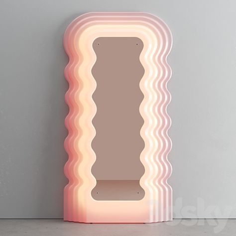 3d models: Mirror - Ultrafragola memphis mirror Memphis Furniture, Ultrafragola Mirror, Squiggle Mirror, Wave Mirror, Style Année 80, Wavy Mirror, Vintage Waves, Custom Neon Lights, Neon Lamp