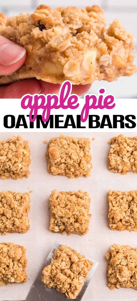 Apple Pie Oatmeal Bars are super easy to make and great to have on hand. Grab an apple oat bar as a yummy breakfast option or a midday snack! #RealHousemoms #apple #applepie #oatmealbars #rolledoats #dessert #breakfast #brunch #summer #4thofjuly Gluten Free Apple Oatmeal Bars, Lodi Apple Recipes, What To Make With Oatmeal, What To Do With Apples Going Bad, What To Do With Apples From Tree, Ways To Use Apples, Leftover Apples Recipes, Healthy Apple Recipes, Apple Breakfast Recipes