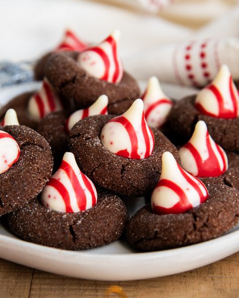 Chocolate Peppermint Kiss Cookies Chocolate Peppermint Kiss Blossoms, Chocolate Candy Cane Kiss Cookies Recipe, Chocolate Mint Kiss Cookies, Peppermint Kisses Recipes, Chocolate Peppermint Kiss Cookies, Chocolate Cookies With Peppermint Kisses, Peppermint Hershey Kiss Cookies, Cookies With Peppermint Kisses, Christmas Kiss Cookies