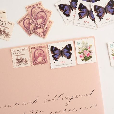 Bridgerton Garden Postage Set // Set of 5 // $1.77 in postage Postage Stamps by Rebecca Warnock | Minted Colorado Hairstreak, Bridgerton Garden, Pretty Postcards, Wedding Postage Stamps, Art Transportation, Susan B Anthony, Garden Bouquet, Calligraphy Envelope, Forever Stamps