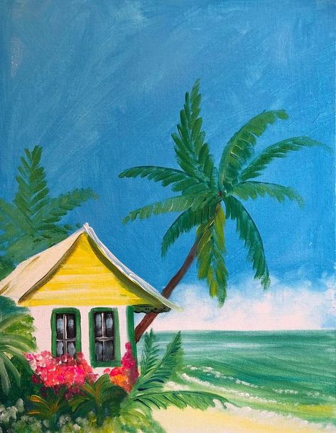 Painting Ideas Summer Vibes, Summer Paintings On Canvas Aesthetic, Easy Summer Painting Ideas, Easy Beach Painting For Beginners, Summer Paintings Easy, Summer Canvas Painting Ideas, Cute Summer Paintings, Bubbles Paint, Summer Painting Ideas