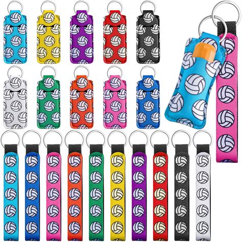 PRICES MAY VARY. Practical combination set: the package included 10 pieces of neoprene lipstick holder keychains and 10 pieces of wristlet keychains, 20 pieces in total; They come in classic different colors; The quantity is sufficient, which can meet your daily needs for use, replacement and sharing Reliable material adopted: the key chain set is made of neoprene material with metal loops, quality and considerate, not easy to fade or break, with good workmanship, withstanding long term use Deta Volleyball Warm Ups, Volleyball Team Gifts, Wristlet Keychains, Keychain Lanyard, Volleyball Gifts, Backpack Charm, Lipstick Holder, Wristlet Keychain, Coach Gifts