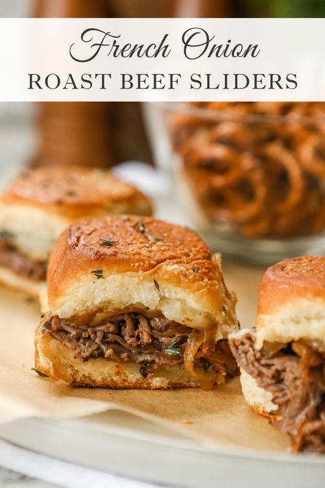 Easy Sliders Recipes, French Onion Roast, Roast Beef Sliders Recipes, Appetizer For A Crowd, Sliders Recipes Beef, Sliders Recipes Hawaiian Rolls, Slider Recipe, Easy Slider Recipes, Sliders Recipes