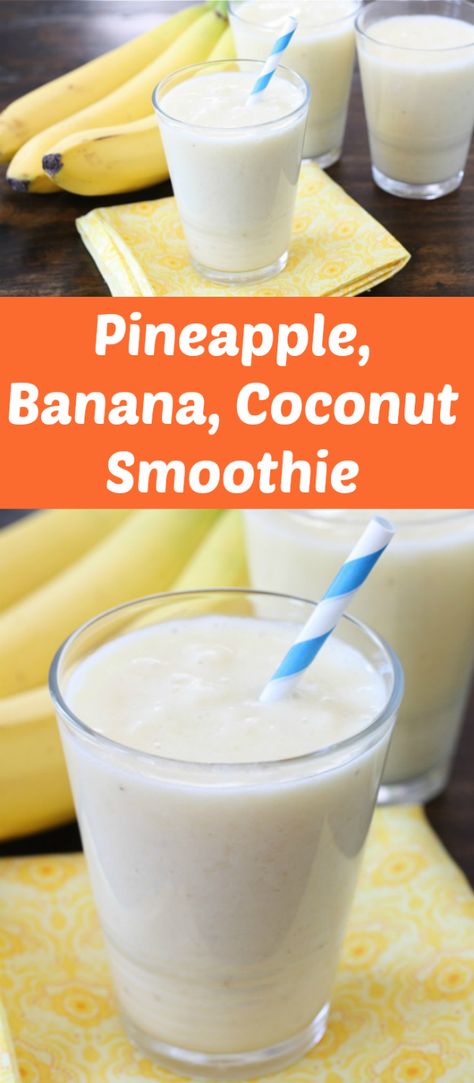 Recipes Pineapple, Smoothie Banana, Nutrition Sportive, Smoothie Drink Recipes, Coconut Smoothie, Tropical Smoothie, Pineapple Smoothie, Increased Energy, Milk Shakes